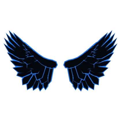 Blue Cartoony Outline Wings