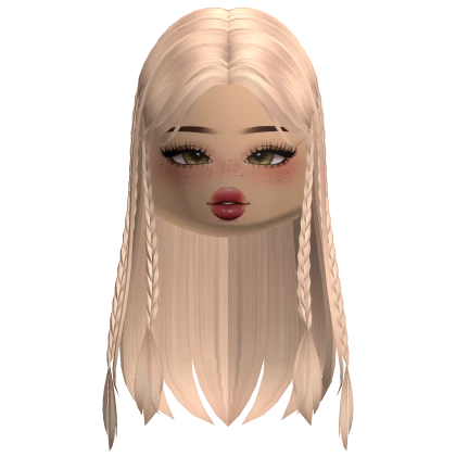 Straight Braided Hair w/ Makeup (Blonde)