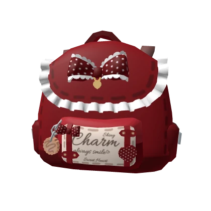 Cute red igari mori kei charm backpack