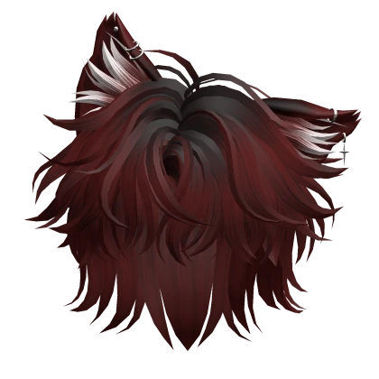 Dark Red Pierced Cat Ears Hair