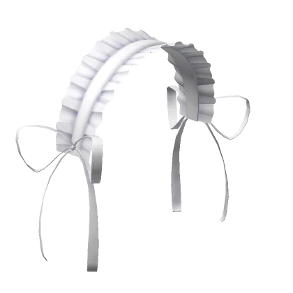 Ruffled Lace Headband (White) w/ White Sidebows 