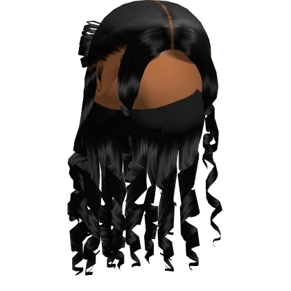 ☆ Black Styled bow half up curls 