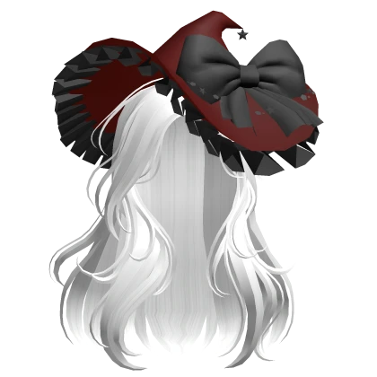 Straight Hair w/ Halloween Witch Hat in White