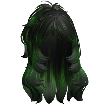 Anime Wolfcut Ponytail Updo (Black and Green)