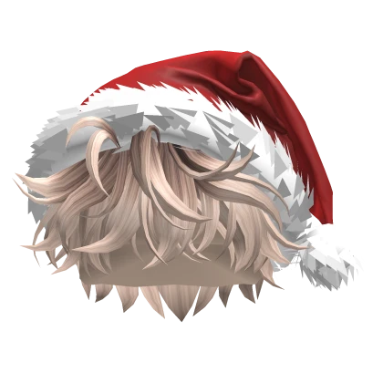 Platinum Blonde Messy Hair w/ Santa Hat