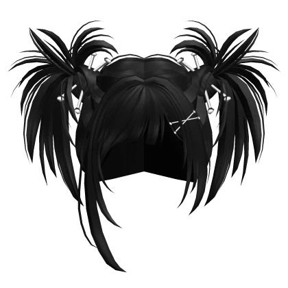 Spiky Grunge Emo Scene Pigtails in Black