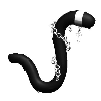 Goth Silver Chained Black Cat Tail