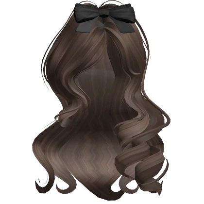 ♡ coquette brown curls with black bow