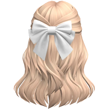 Soft Flowy Half up Hair w/ white Bow (Blonde)
