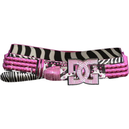 Y2K Scene Rhinestone Pink Black Zebra McBling Belt