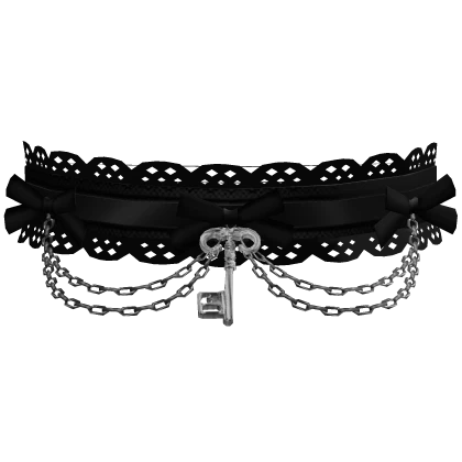 gothic laced dangling chain key choker black