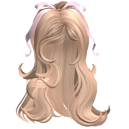♡ Half Up Half Down with Pink Bow (Blonde)