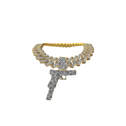 3.0 girl gun chain iced out gold w cuban link