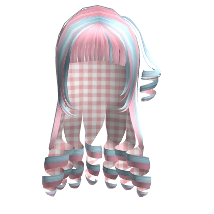 ʚ pink plaid cotton candy curly spiral retro hair