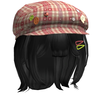 ♡ Short Black Hair & Mori Kei Igari Plaid Beret