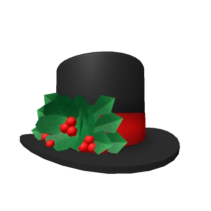 Holly Christmas Top Hat