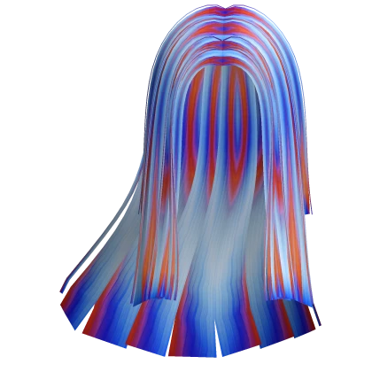 windy straight hair in maximalist blue orange mix