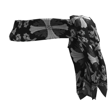black traditional chrome cross tied head scarf