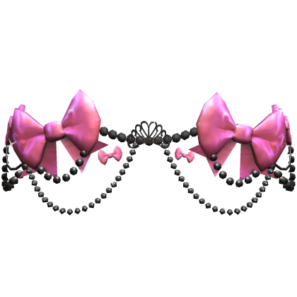 Scene Pink Gyaru Waist Bows Black Pearls Tiara Y2K