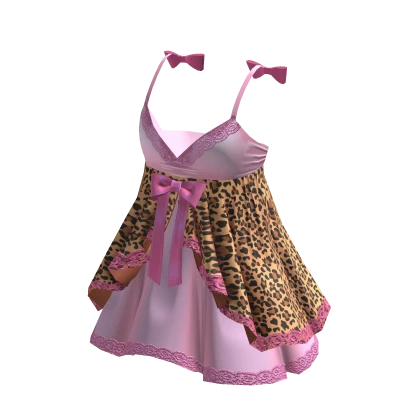 Valentines Baby Doll Dress Cheetah Print Pink