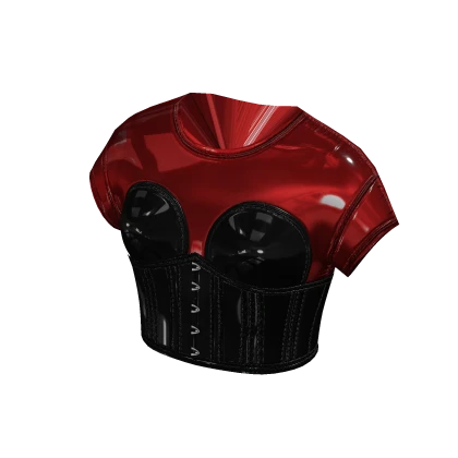 Red Latex Shirt with Latex Corset