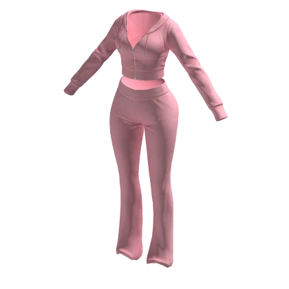 Tracksuit Pink Euina Outfit Flared Pants Crop Top