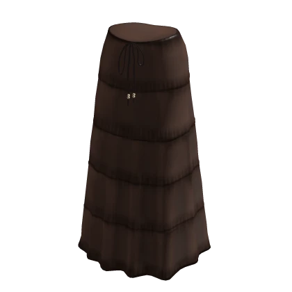 Brown Low Waisted Preppy Maxi Skirt