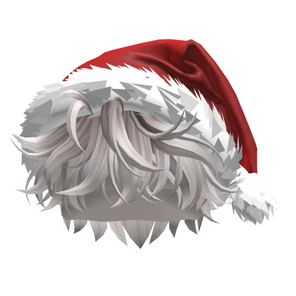 Silver Messy Hair w/ Santa Hat