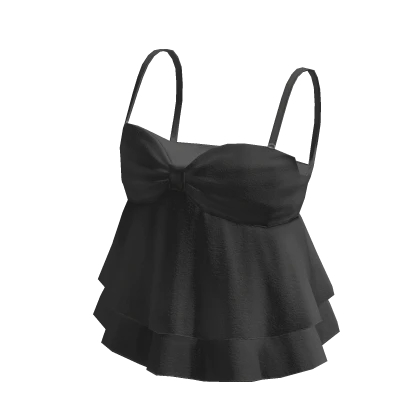 🍀Ruffle Lace Strap Tee (Black)