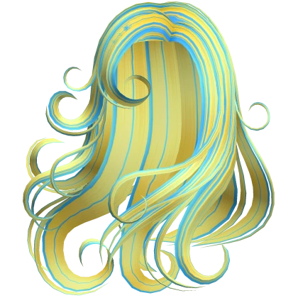 Messy Windy Soft Curls Hair in Ocean Yellow & Aqua