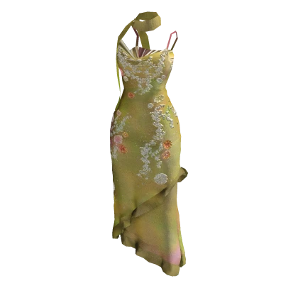 ʚ♡ɞ Vintage Floral Yellow Gold Ruffle Maxi Dress