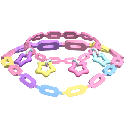 colorful pastel star chained decora kei necklace