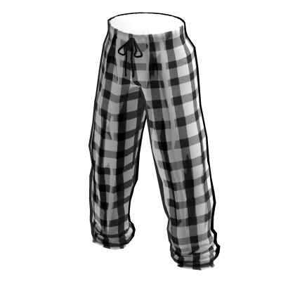 Cartoony Outline Black & White Plaid Pajama Pants