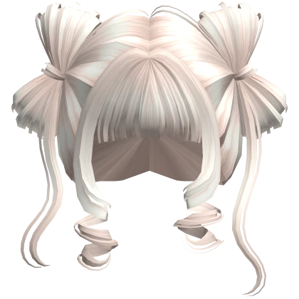 ♡ Cute Bow Pigtails Twirly Bangs Hair (Beige)