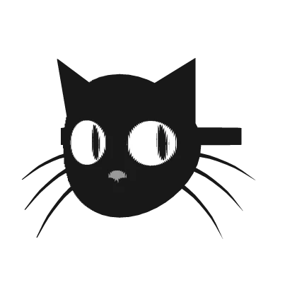 Animated Black Cat Mask w/ White Following Eyes