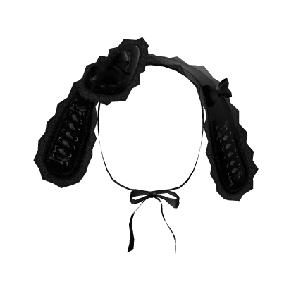 cute black vkei bunny ribbon heart headband