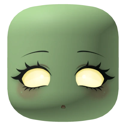 Cute Green Chibi Zombie Face w/ Glowing Eyes