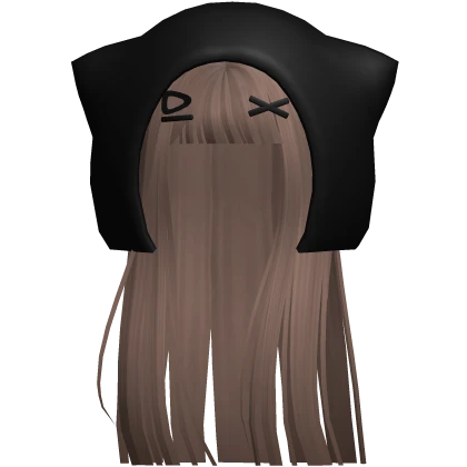 moe emo grunge straight hair cat hood light brown