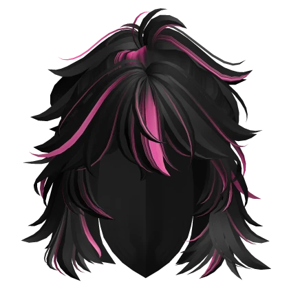 Two-Tone Anime Wolfcut Ponytail (Black & Pink)