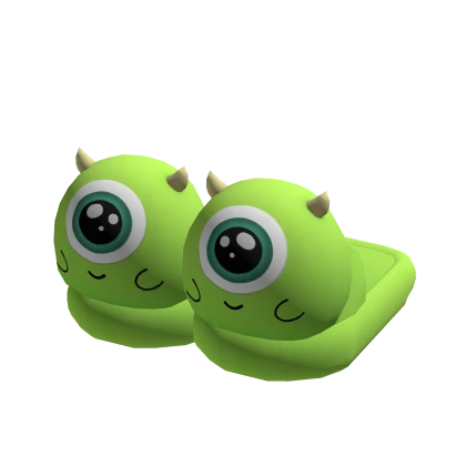 ♡ cute green cyclops monster slippers