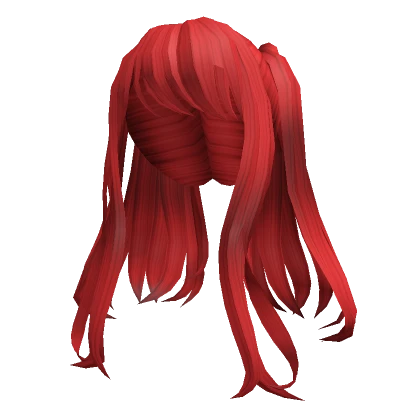 Loose Long Bangs Anime Pigtails in Red