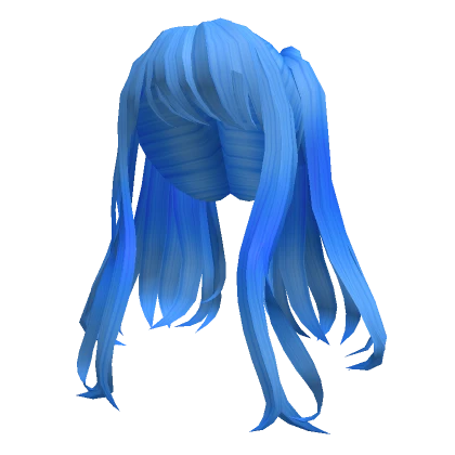 Loose Long Bangs Anime Pigtails in Blue