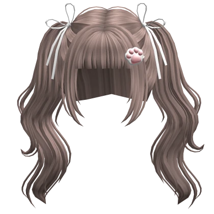 ♡ kawaii wavy pigtails w/ bows (light brown)