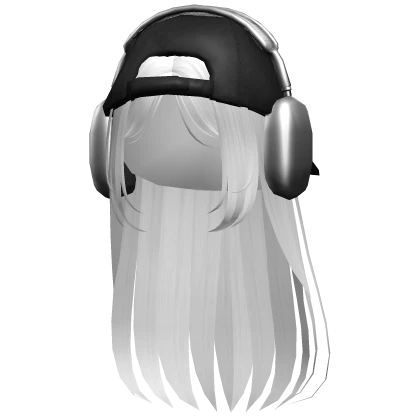  White Hair w Cap + Headphones