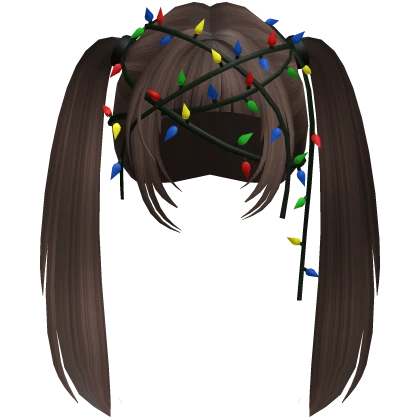 Neat Twin Ponytails w/ Christmas Lights in Brown