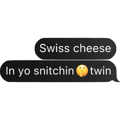 yn text swiss cheese twin black version