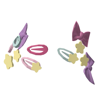 Pastel Star and Bow Theme Decora Hair Clips