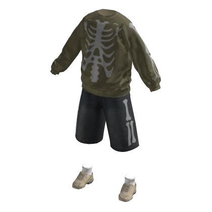 Green Sweater Jorts Outfit