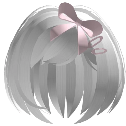 white anime bob cut w/ chibi bow