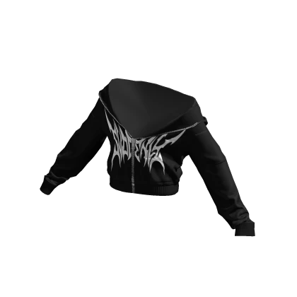 Black SVDDENLY Cropped Zipped Hoodie